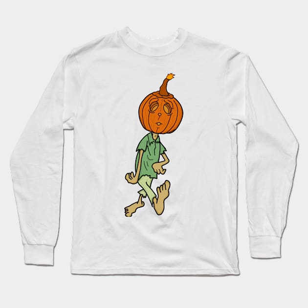 Pumpkin head halloween zombie Long Sleeve T-Shirt by Sefiyan